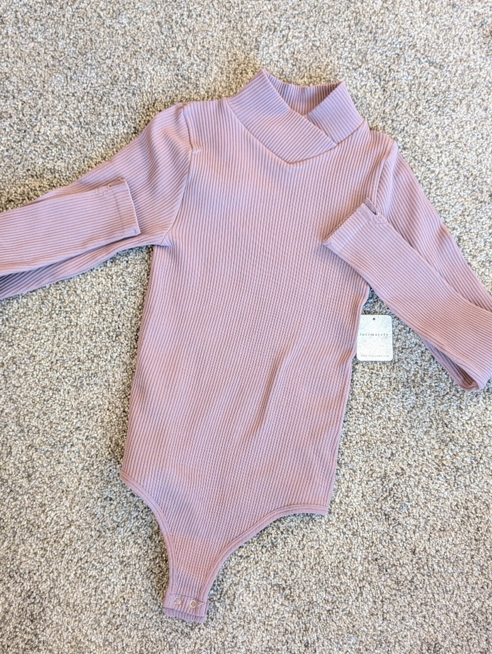 NWT Intimately Free People Ribbed Bodysuit XS/S Mauve Snap Crotch $68